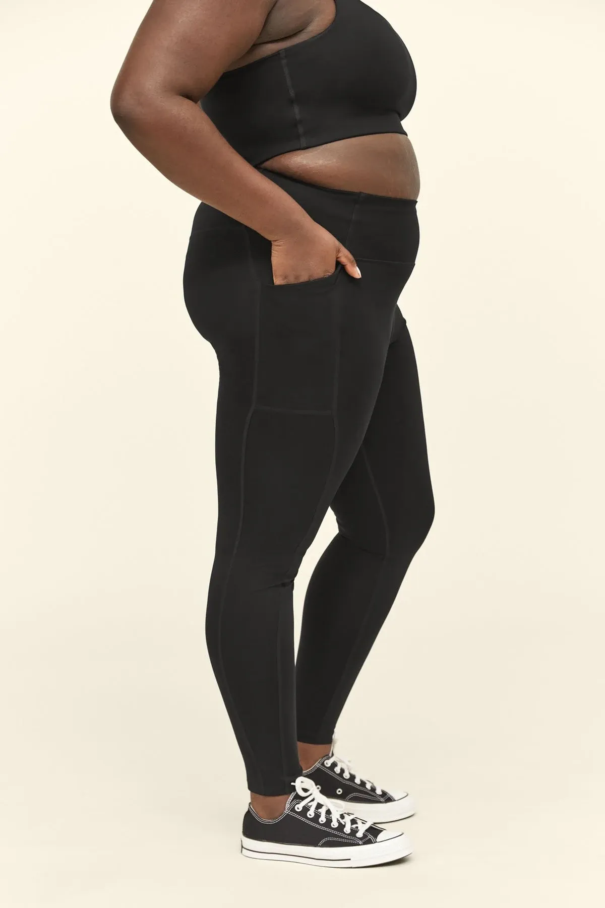 7/8 Length High-Rise Pocket Legging - Black