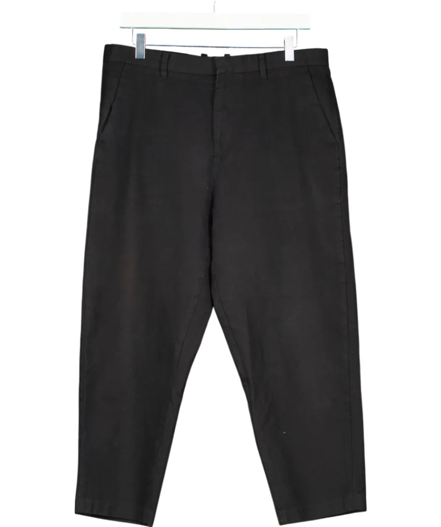 All Saints Black Miro Cropped Wide Leg Trousers W30