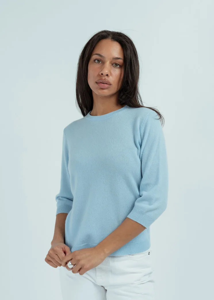 Allude Glacier Blue Bracelet Sleeve Cashmere Sweater