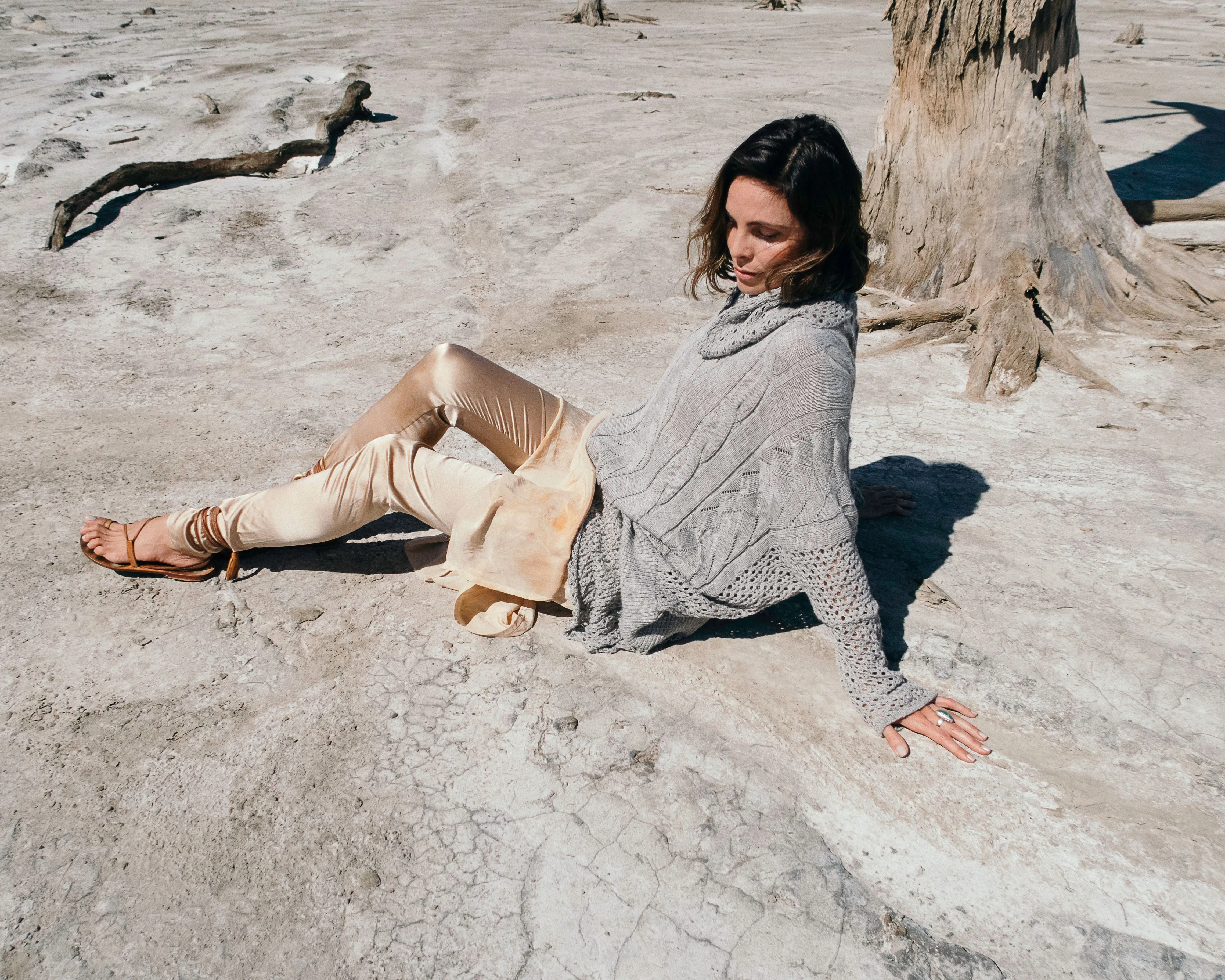 Amano stretch silk leggings -choc