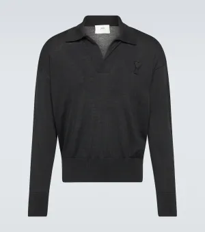 Ami de cœur Ami Paris wool polo sweater, black