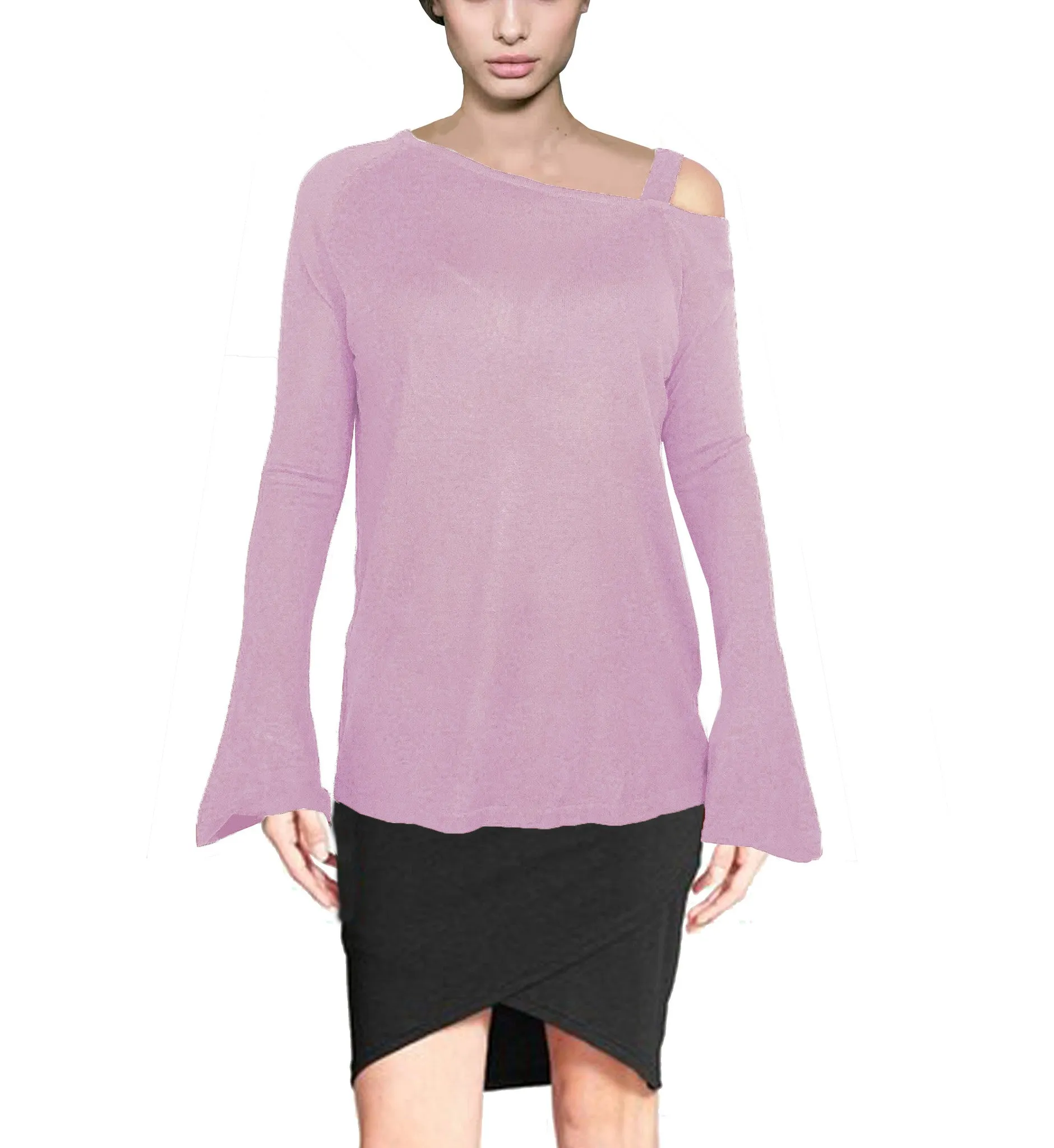 ASHORE WOMENS ASYMMETRIC OFF THE SHOULDER FINE SWEATER