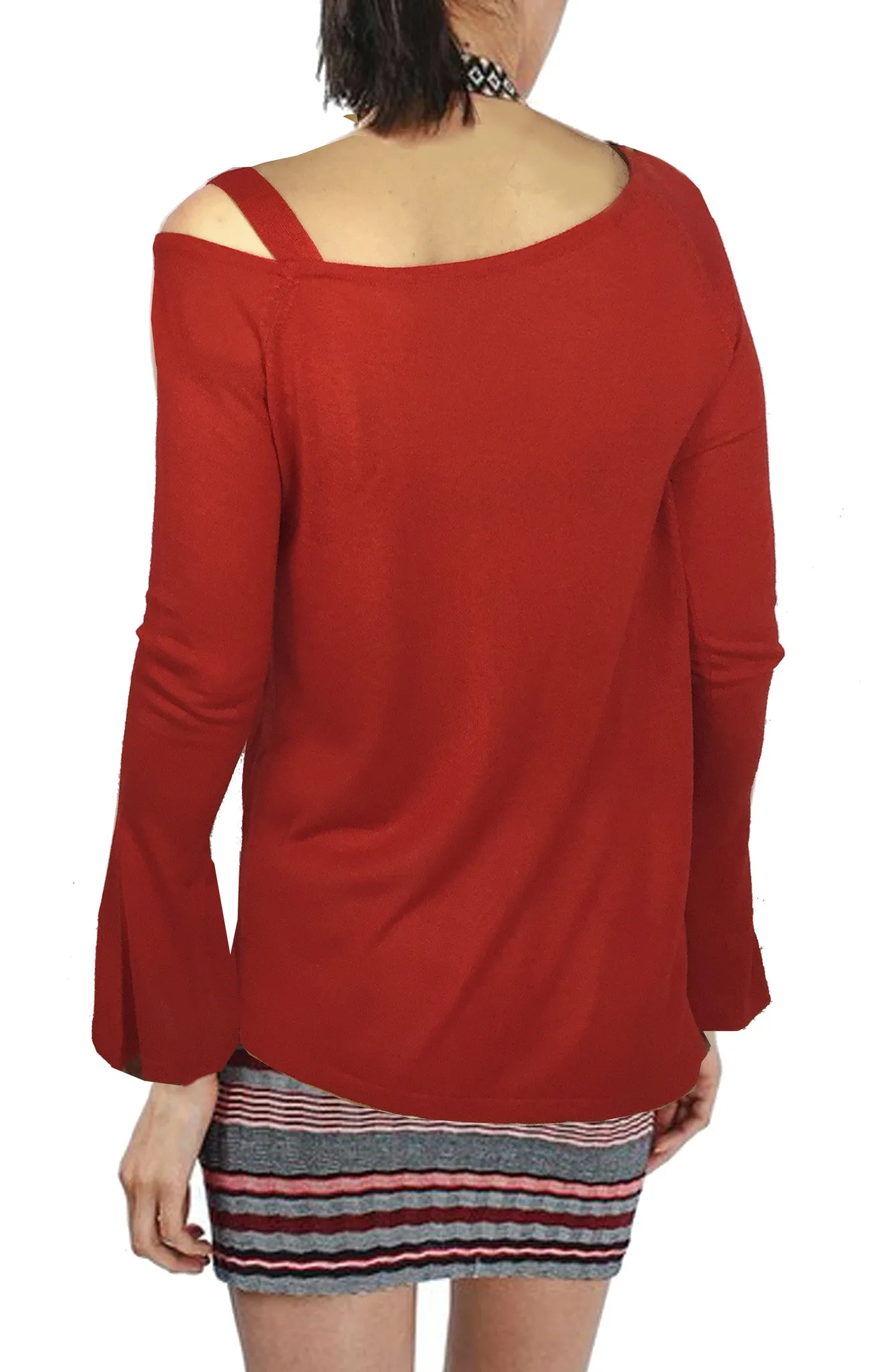 ASHORE WOMENS ASYMMETRIC OFF THE SHOULDER FINE SWEATER