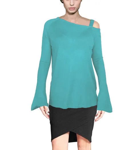 ASHORE WOMENS ASYMMETRIC OFF THE SHOULDER FINE SWEATER