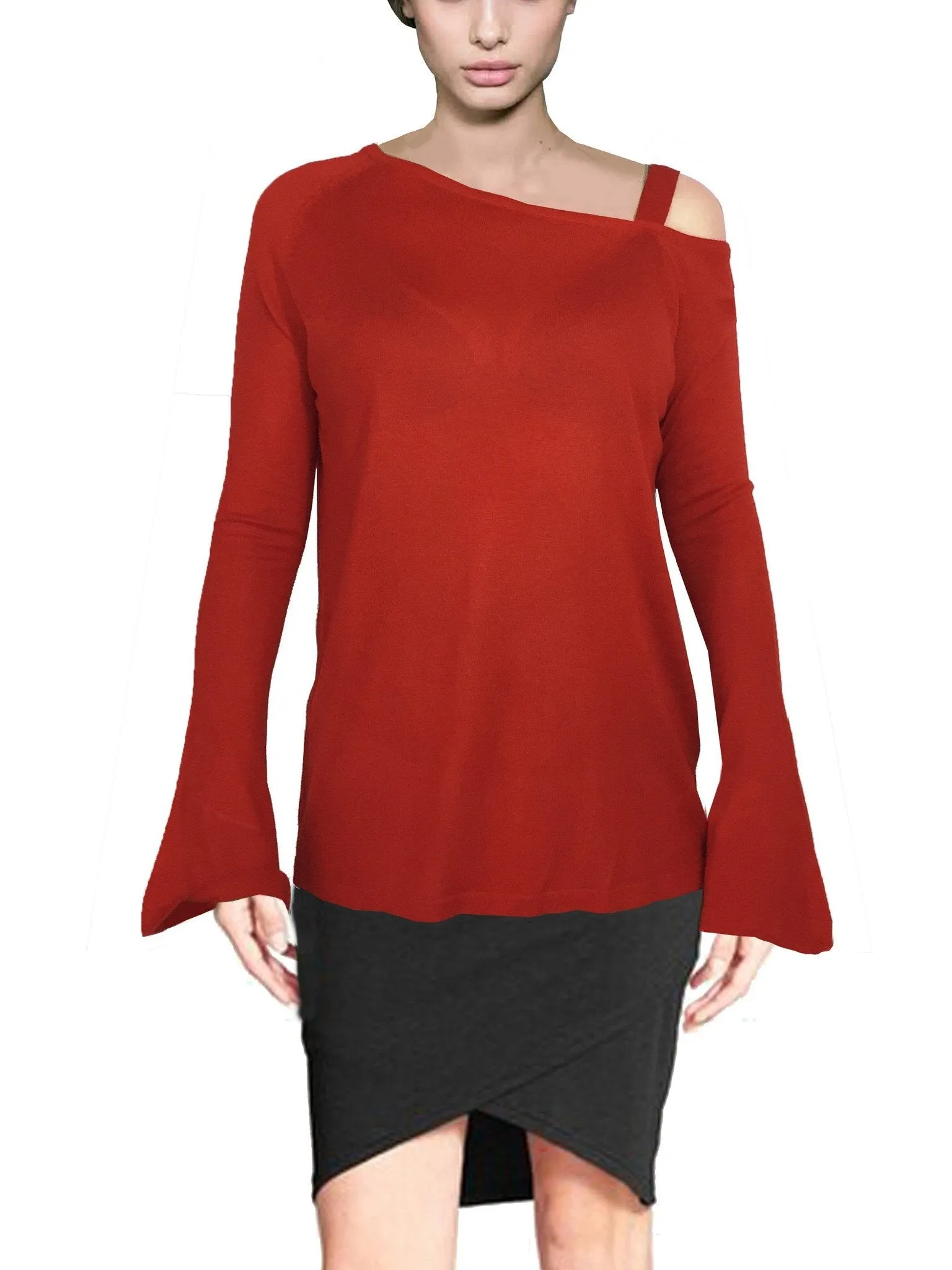 ASHORE WOMENS ASYMMETRIC OFF THE SHOULDER FINE SWEATER