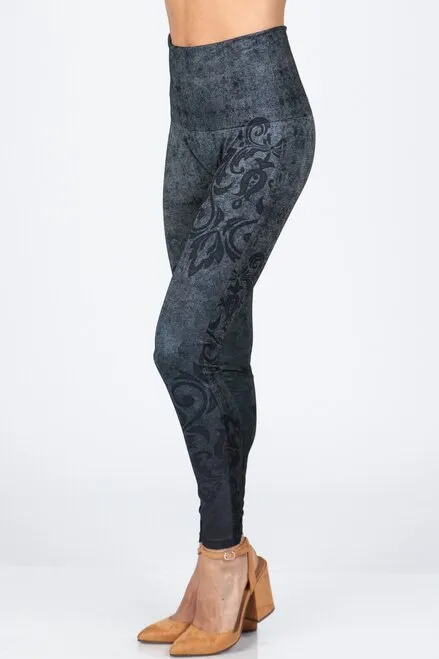 B4437M High Waist Full Length Legging Baroque Ornaments