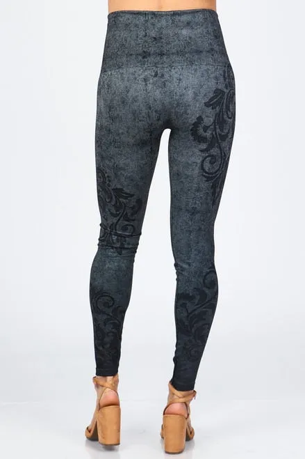 B4437M High Waist Full Length Legging Baroque Ornaments