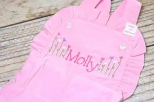 Baby girl monogrammed balloon birthday overalls, monogrammed 1st birthday party outfit, cake smash outfit