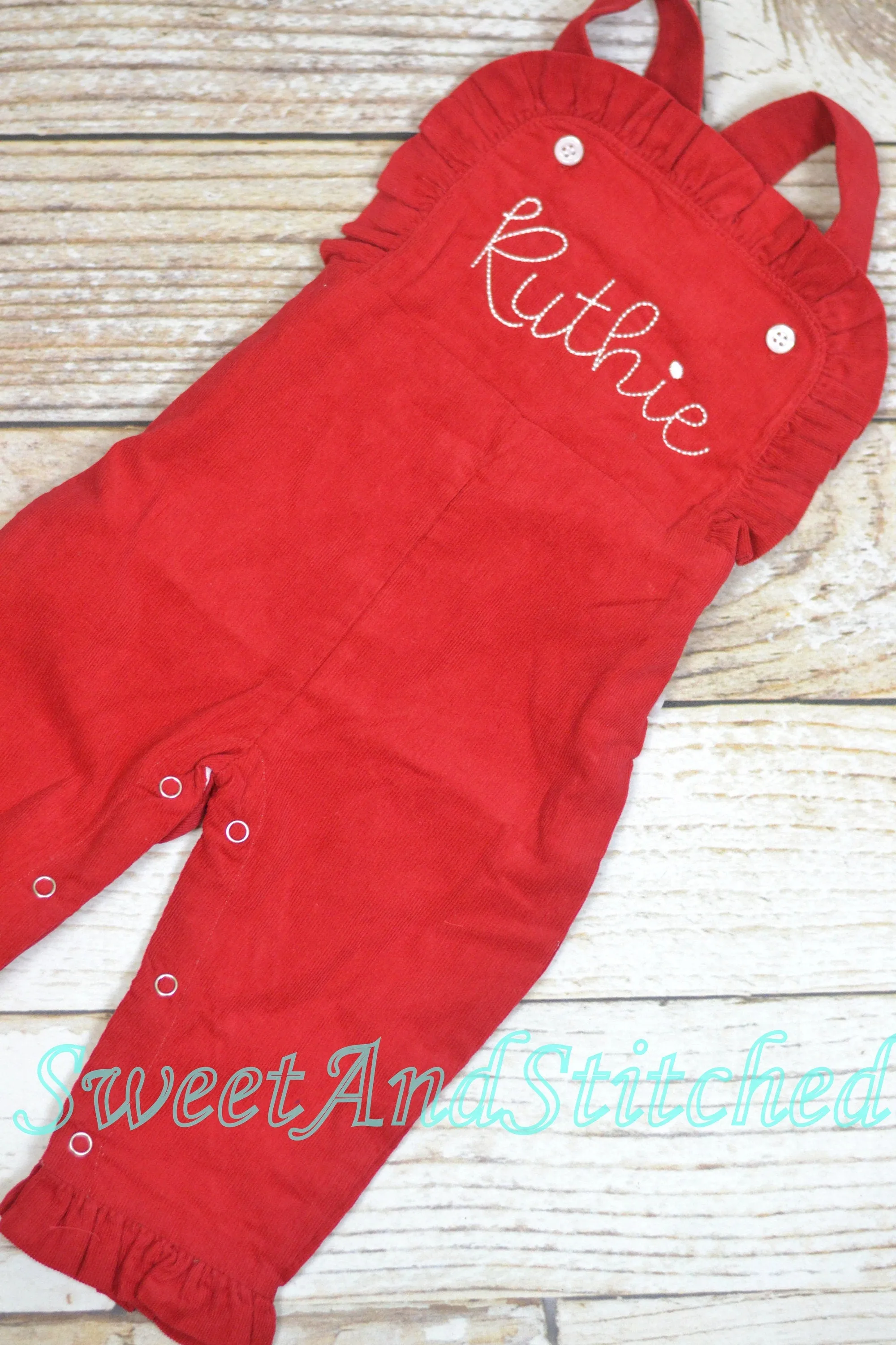 Baby girl monogrammed Christmas outfit, Red Ruffle Christmas overalls, girls Christmas outfit, baby girl valentine's outfit