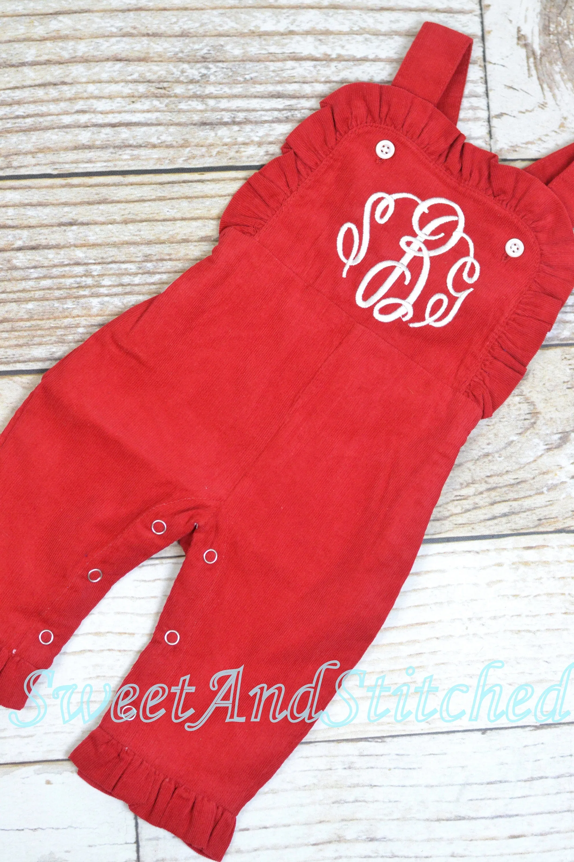 Baby girl monogrammed Valentin's outfit, Red Ruffle Christmas overalls, girls Christmas outfit, baby girl valentine's outfit