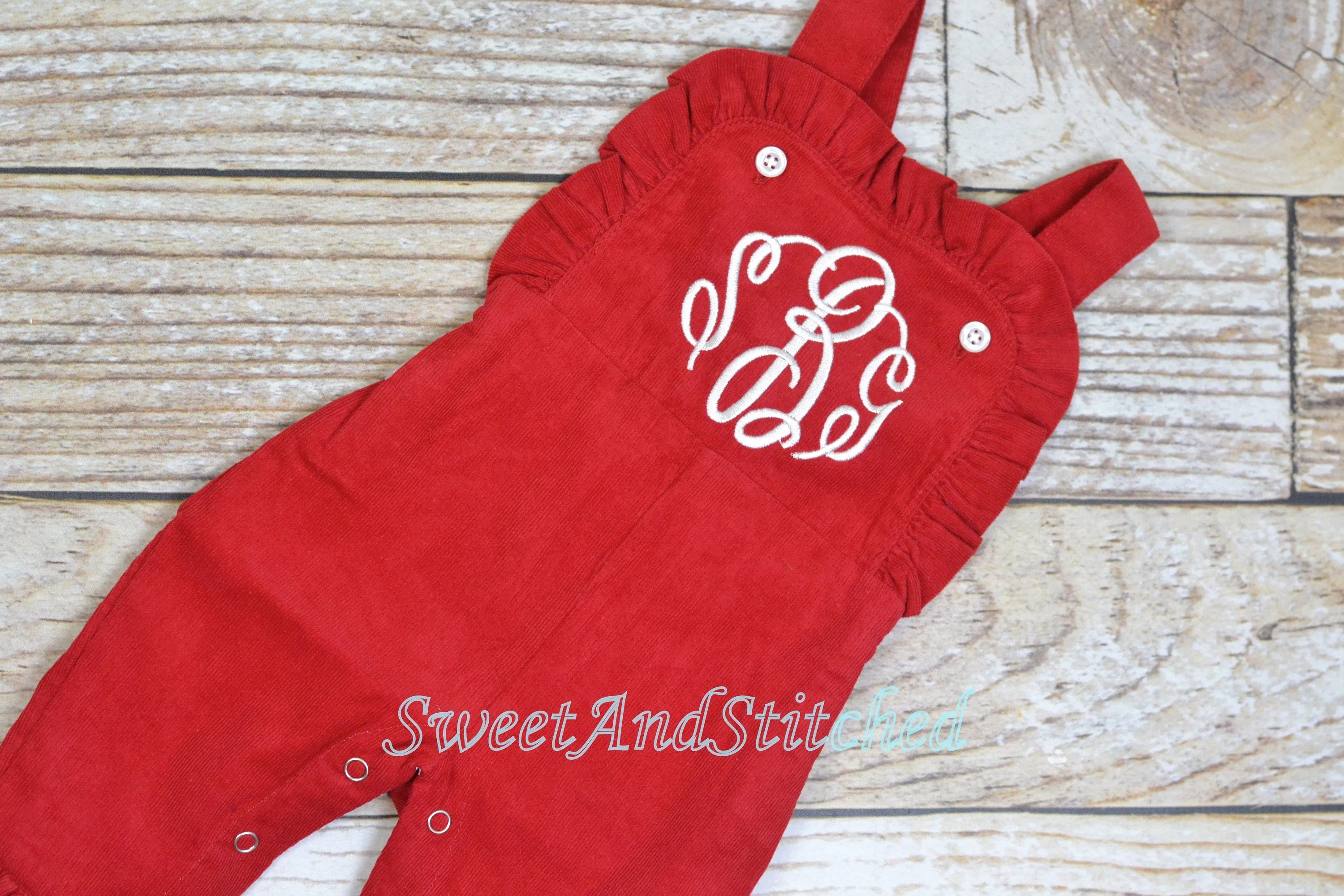 Baby girl monogrammed Valentin's outfit, Red Ruffle Christmas overalls, girls Christmas outfit, baby girl valentine's outfit