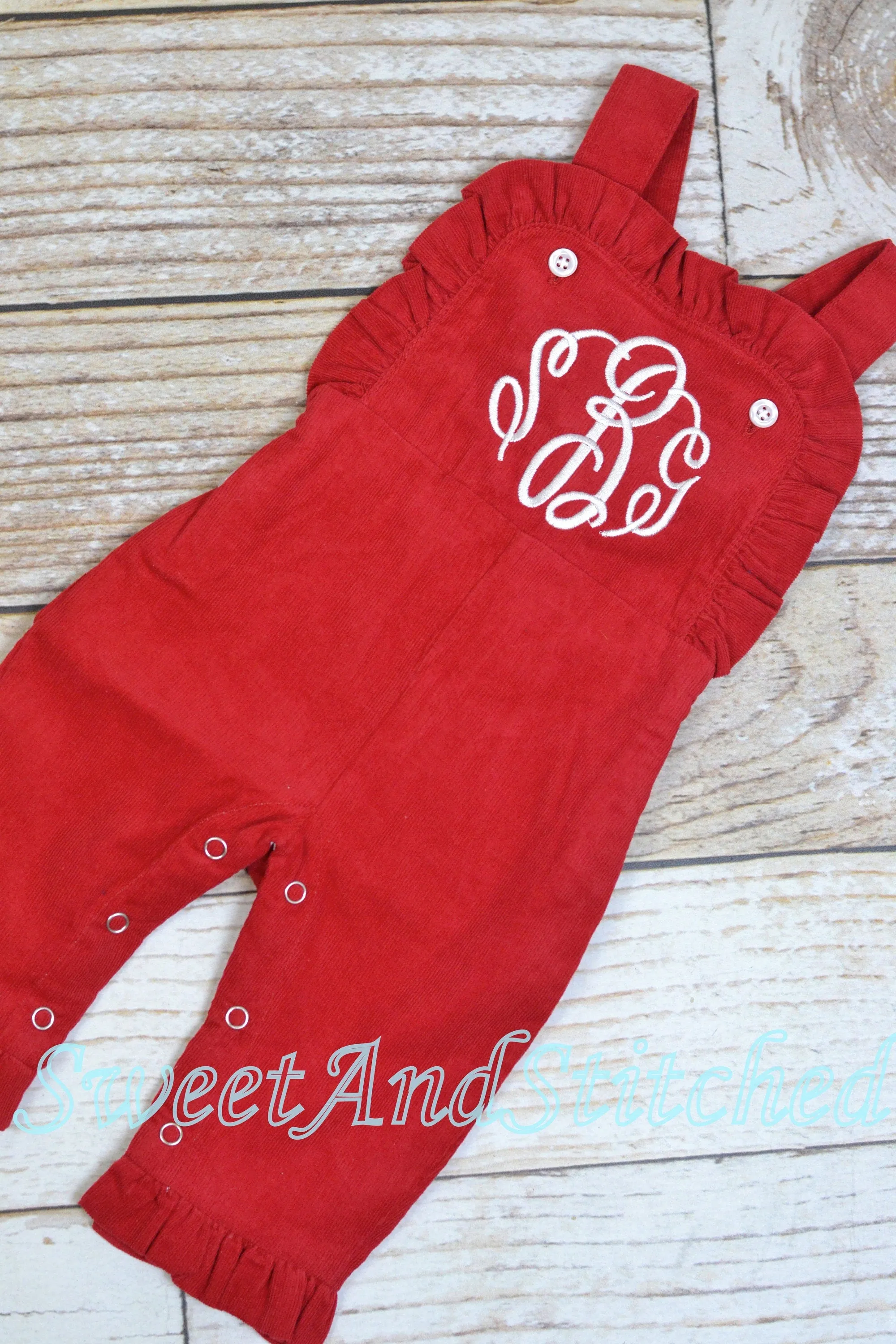 Baby girl monogrammed Valentin's outfit, Red Ruffle Christmas overalls, girls Christmas outfit, baby girl valentine's outfit