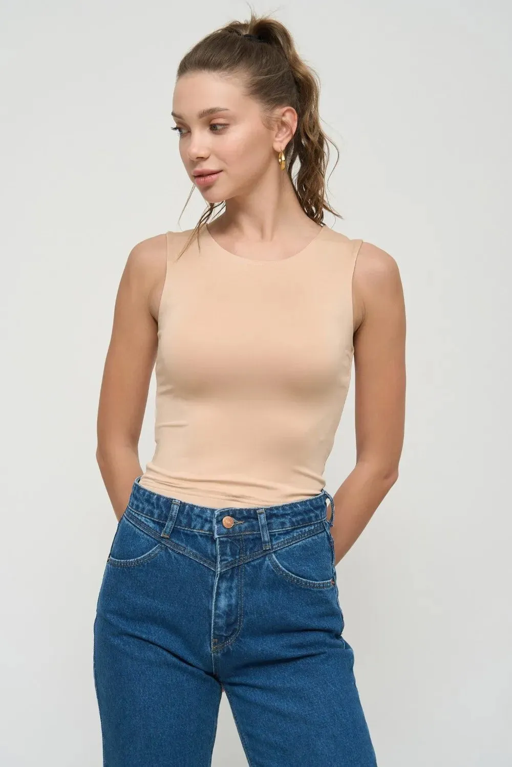 Beige Basic Tank Top