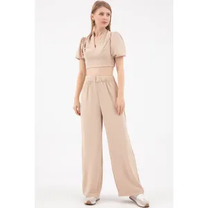 Beige Cropped Co-ord Set