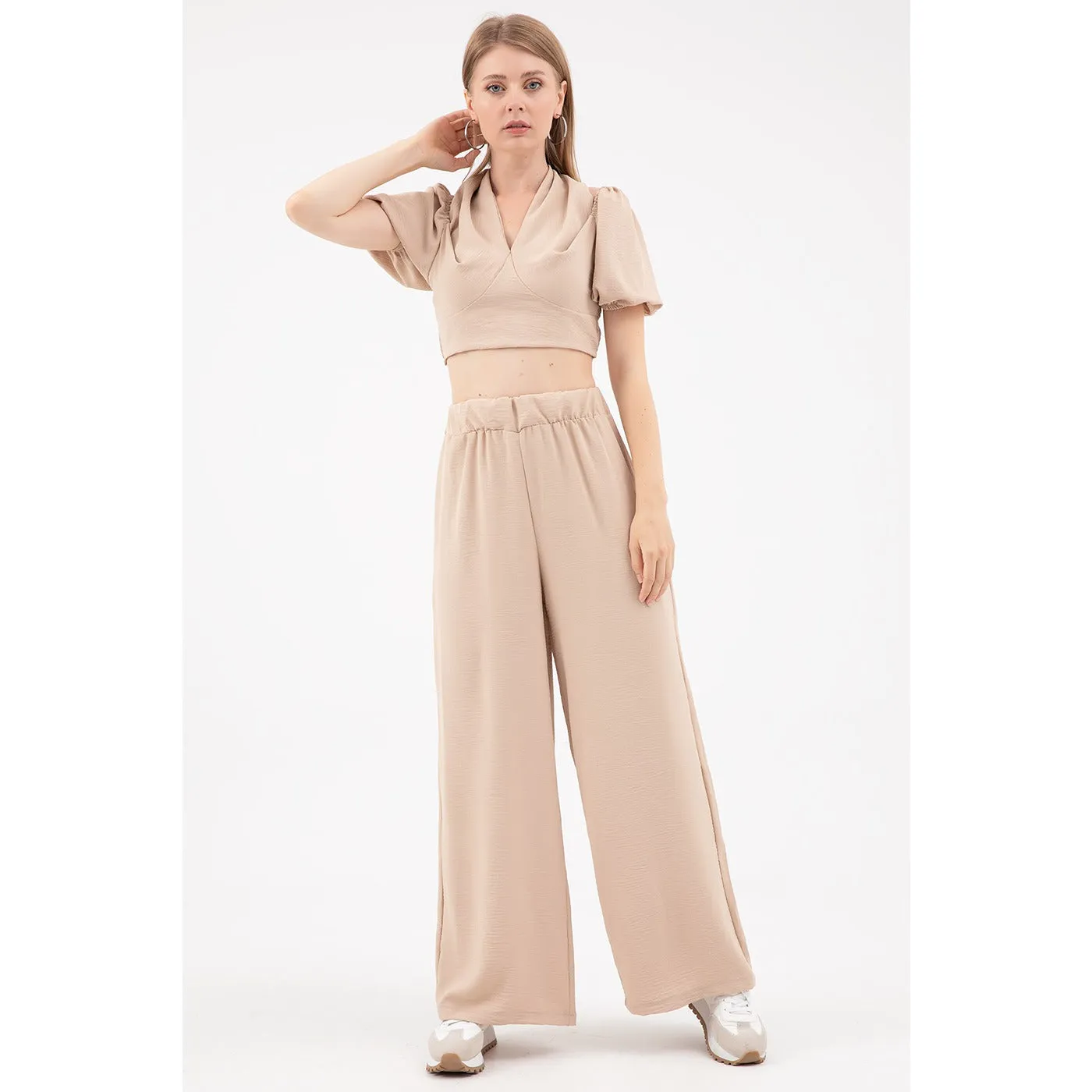 Beige Cropped Co-ord Set