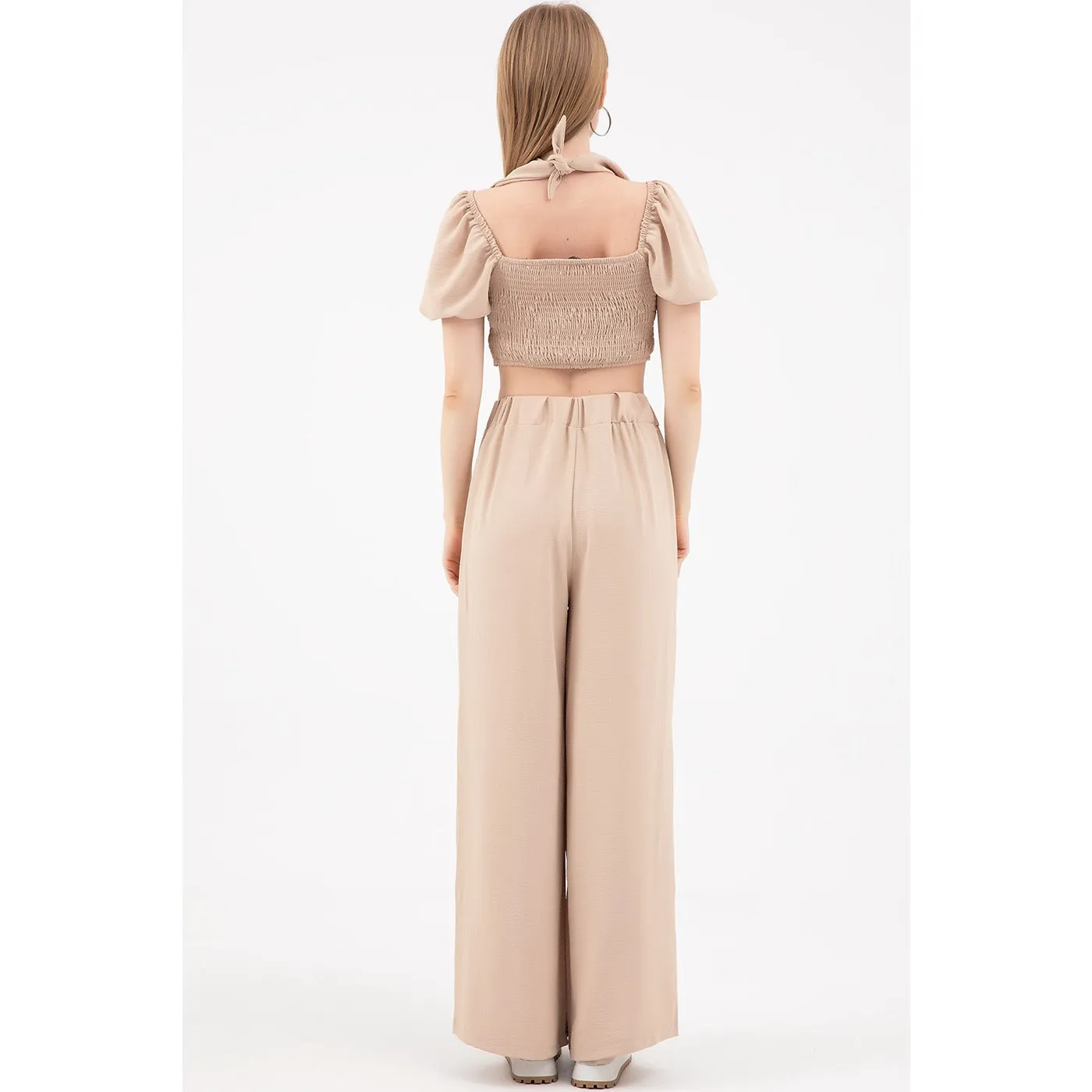 Beige Cropped Co-ord Set