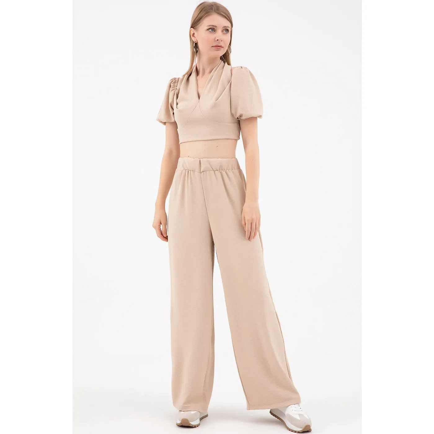 Beige Cropped Co-ord Set