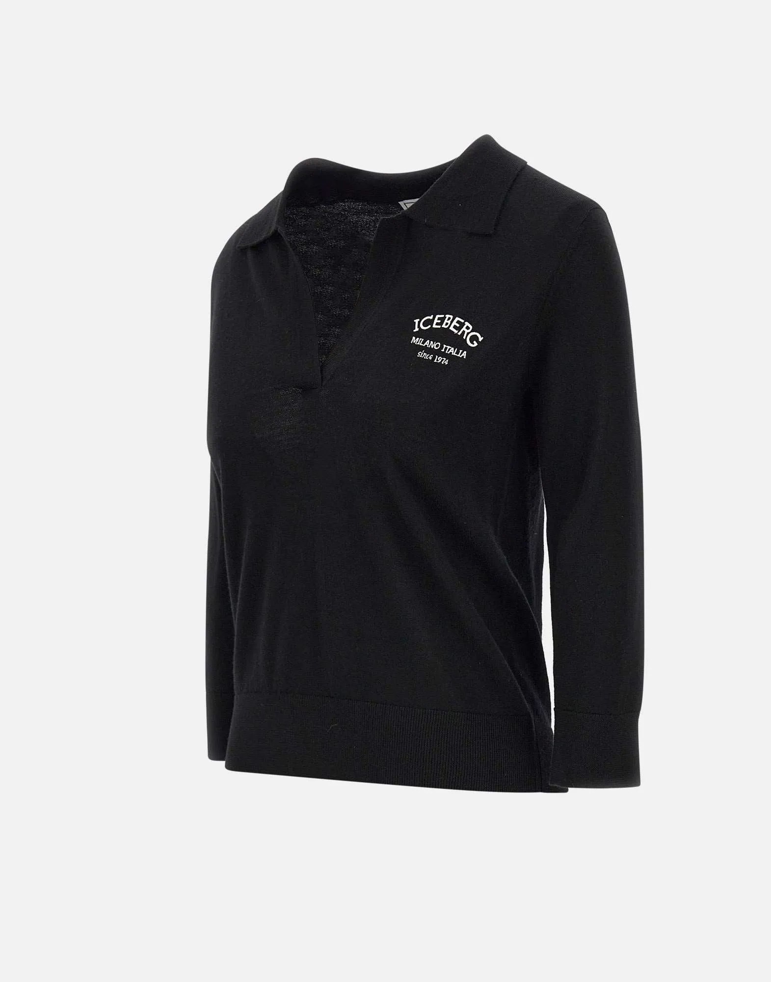 Black Beaten Wool Sweater for Women