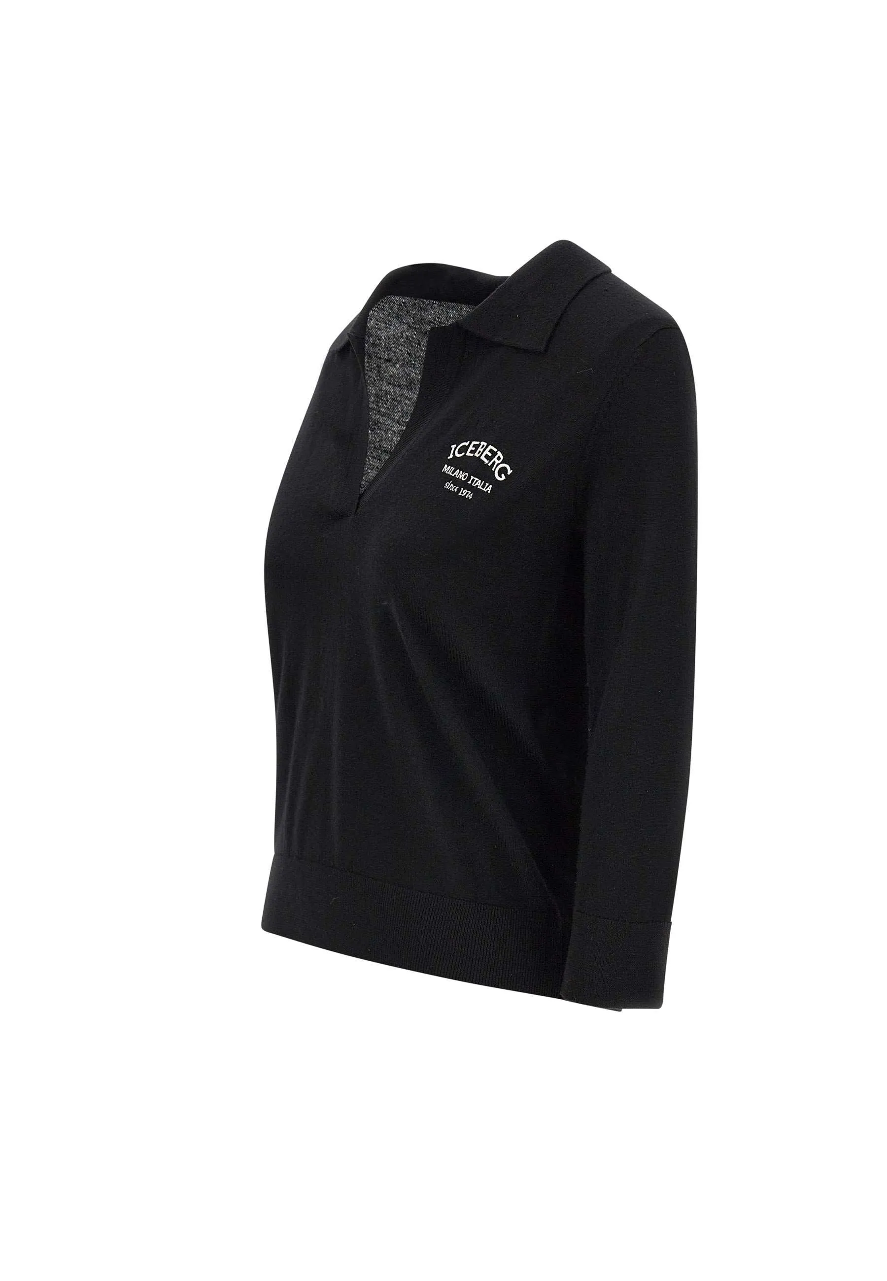Black Beaten Wool Sweater for Women