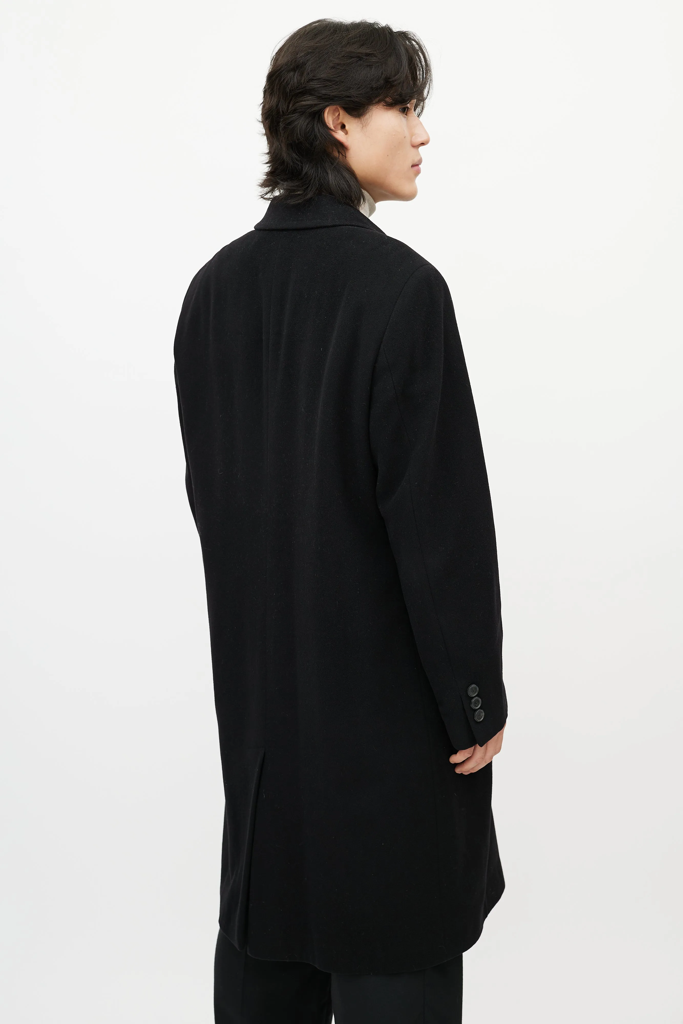 Black Cashmere Mid Length Coat