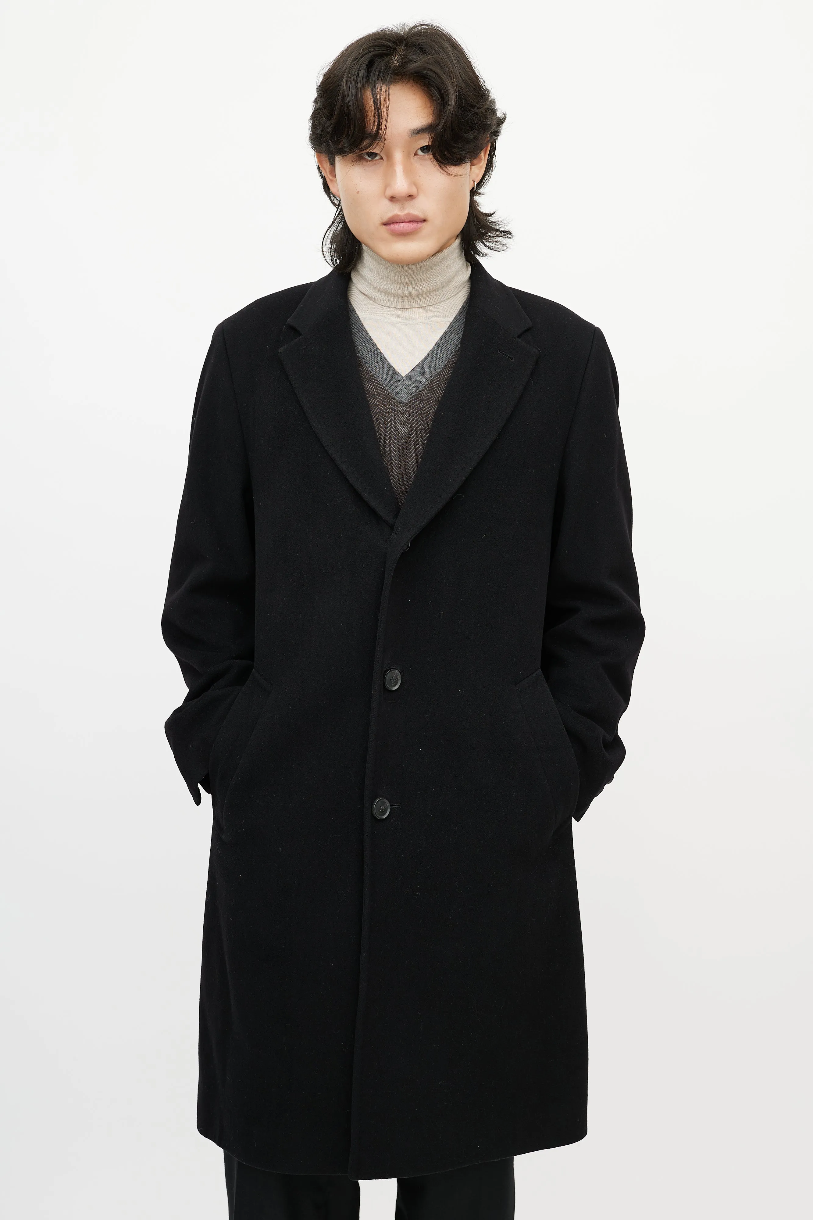 Black Cashmere Mid Length Coat
