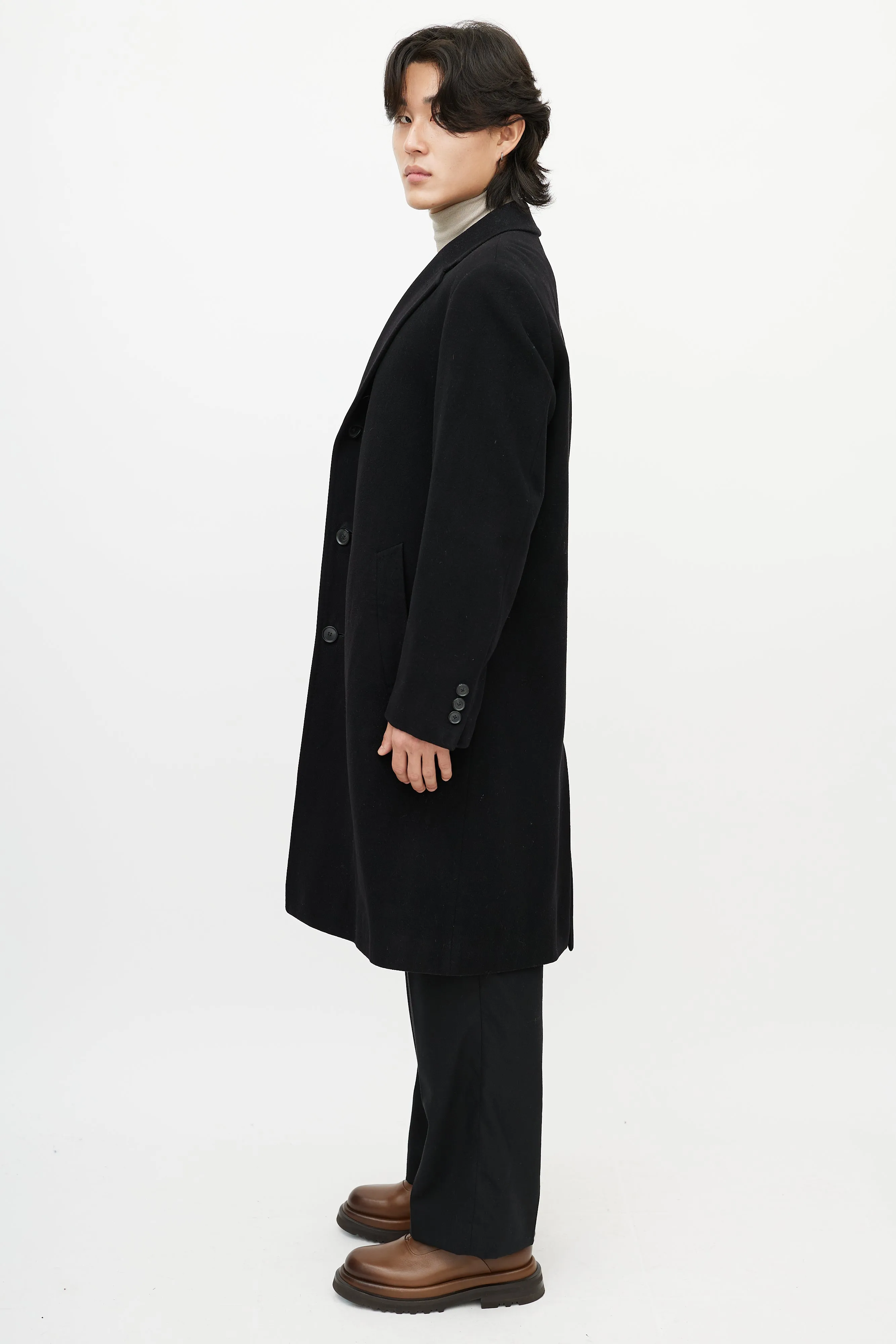 Black Cashmere Mid Length Coat