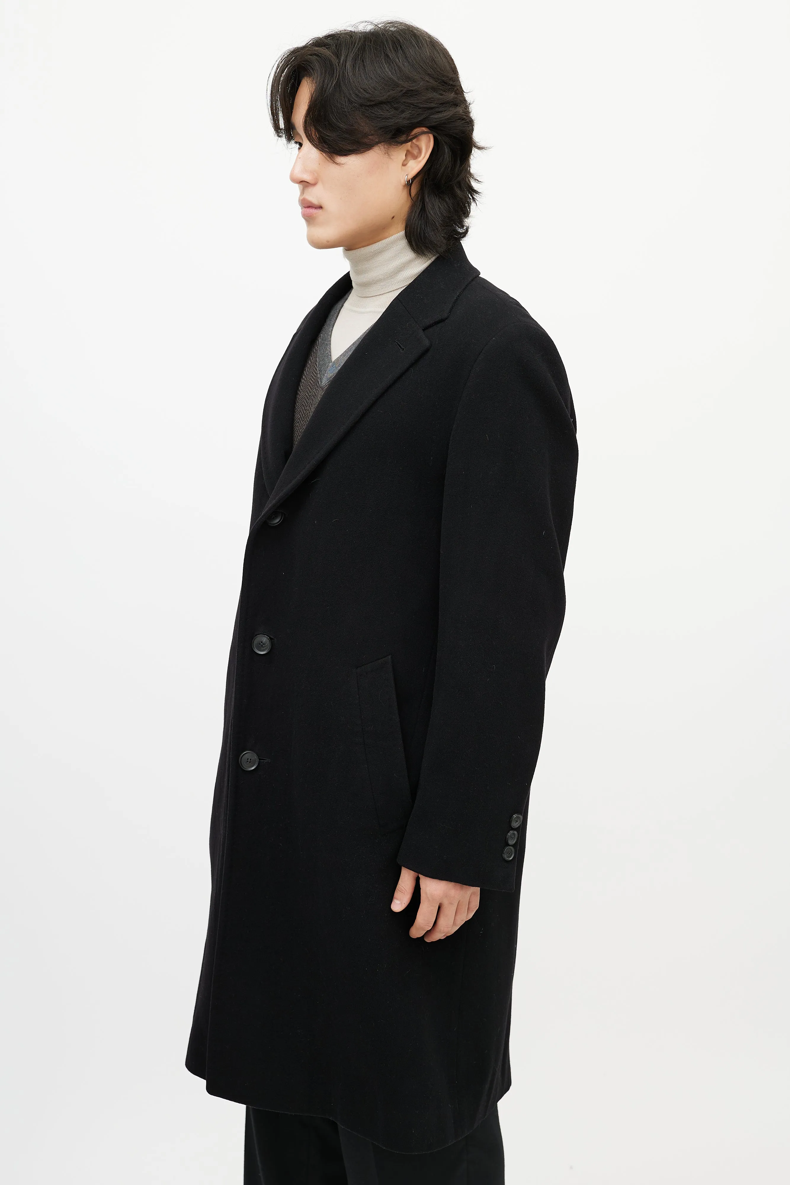 Black Cashmere Mid Length Coat