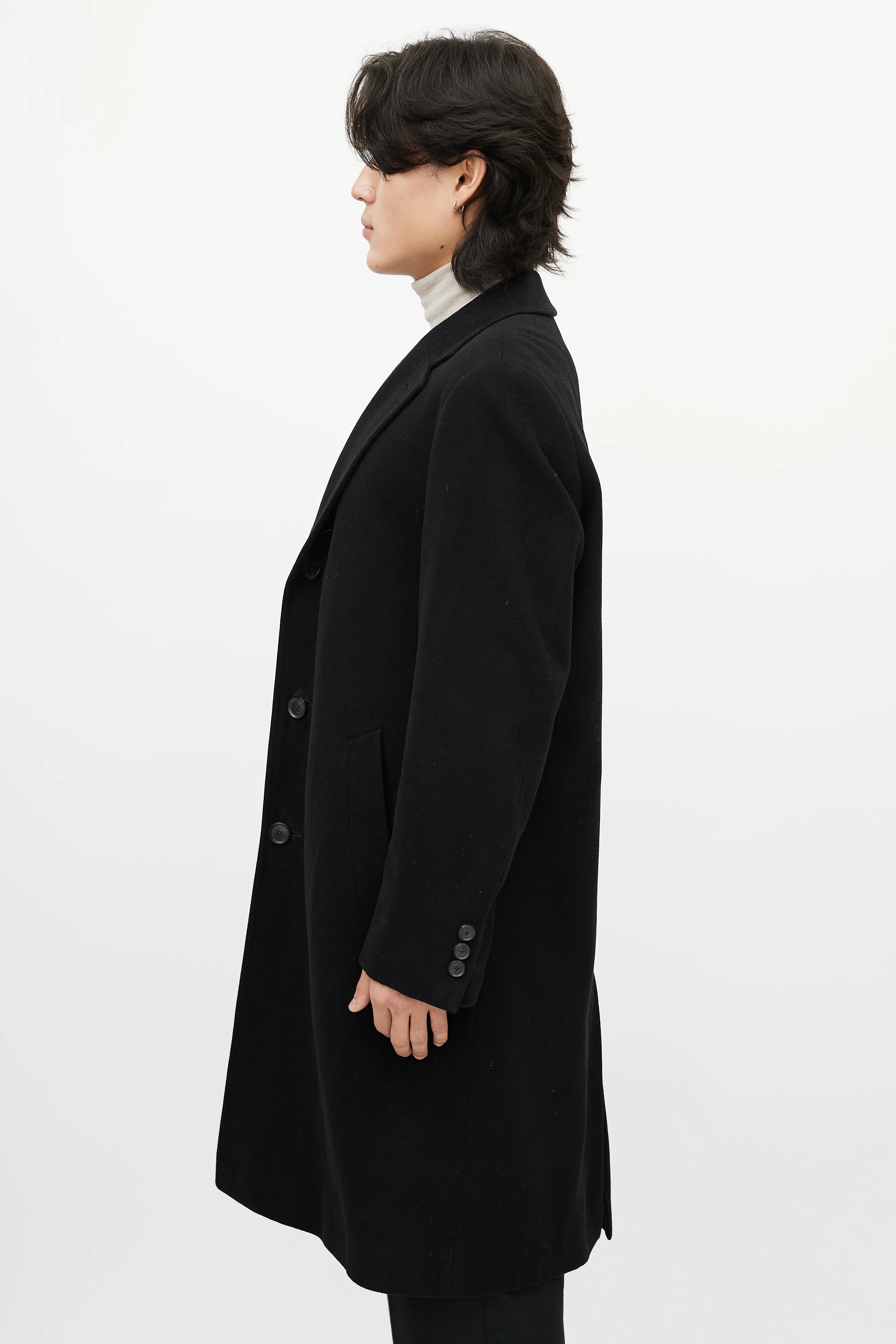 Black Cashmere Mid Length Coat
