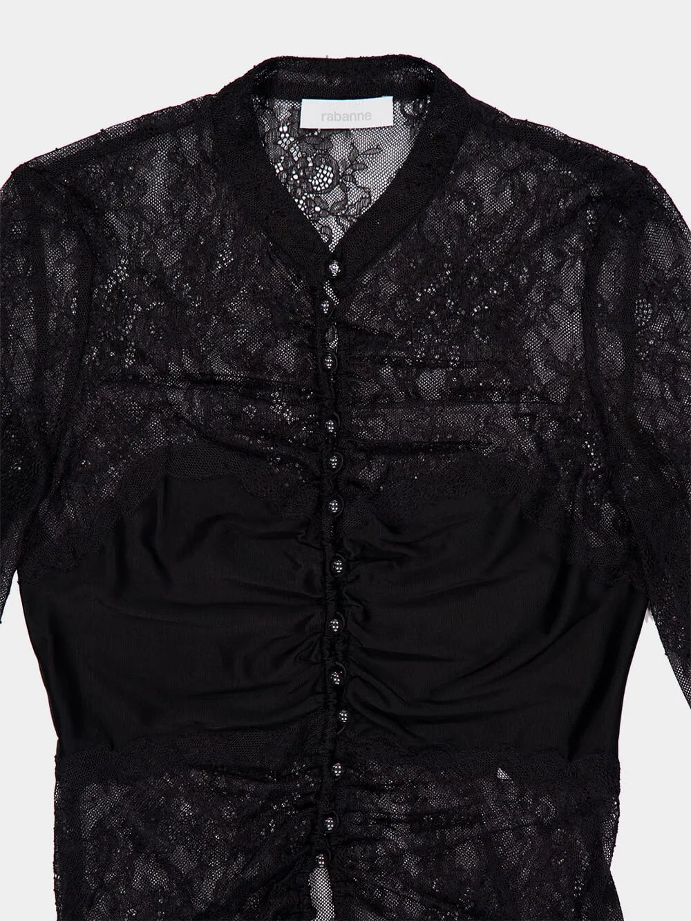 Black Lace Semi-Sheer Blouse
