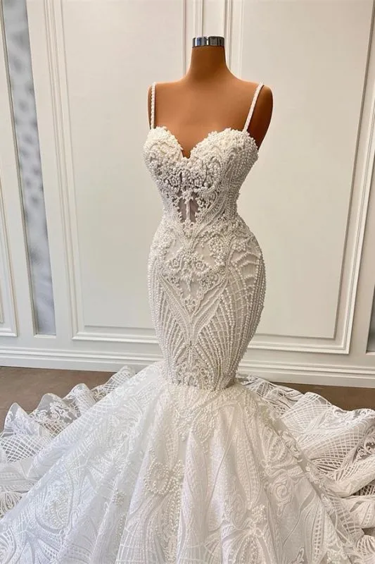 Charming Sleeveless Spaghetti Straps Mermaid Formal Dress with Ruffles
