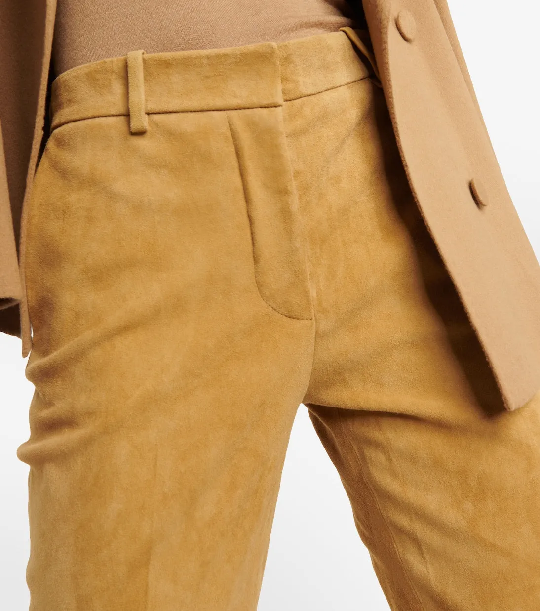 Coleman Joseph cropped suede trousers, beige