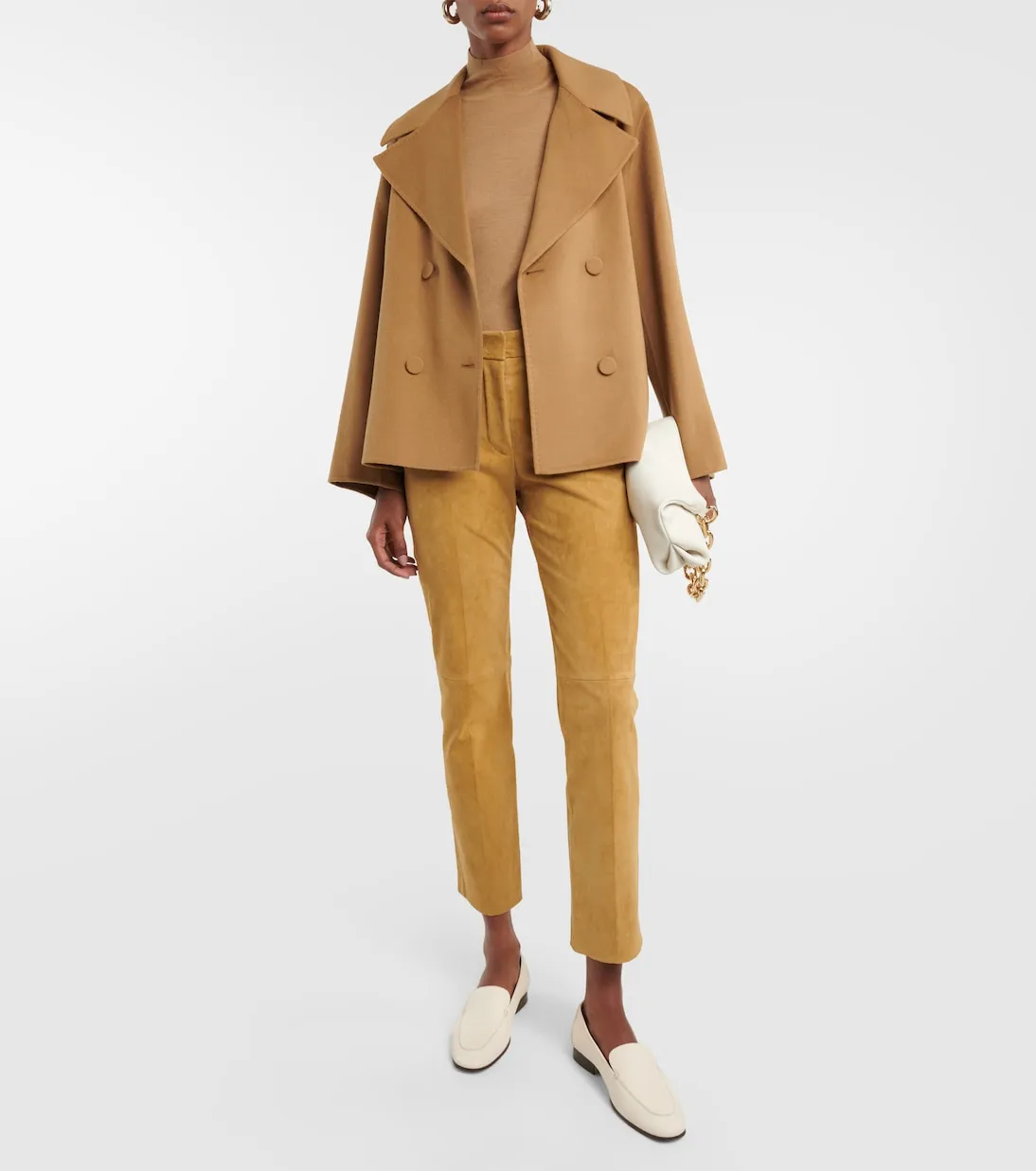 Coleman Joseph cropped suede trousers, beige