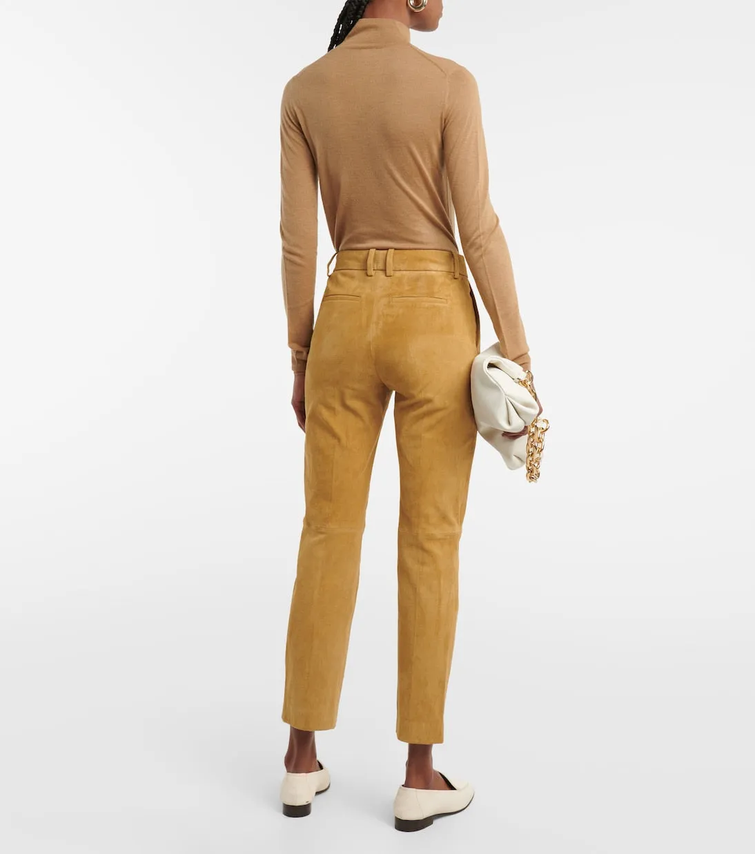 Coleman Joseph cropped suede trousers, beige
