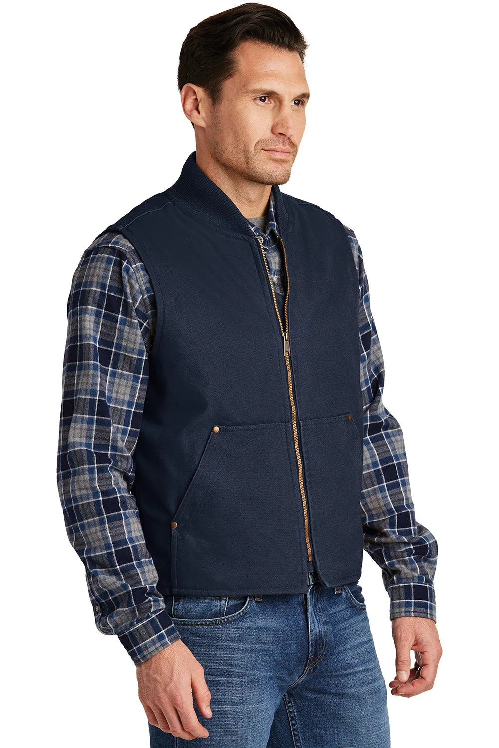 CornerStone Mens Duck Cloth Full Zip Vest - Navy Blue