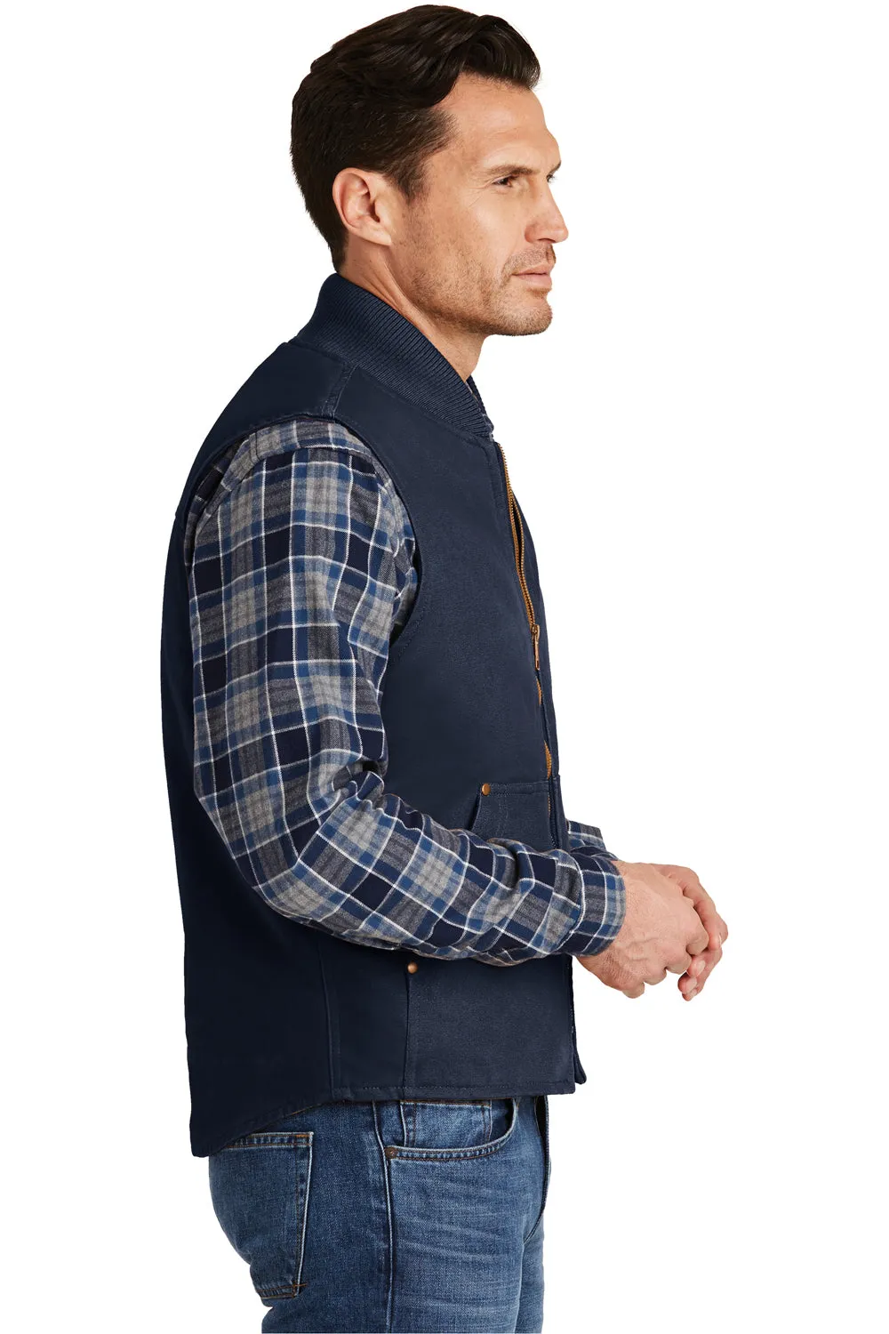 CornerStone Mens Duck Cloth Full Zip Vest - Navy Blue