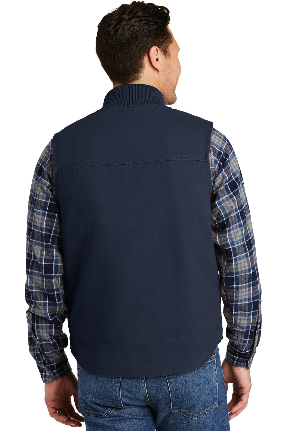 CornerStone Mens Duck Cloth Full Zip Vest - Navy Blue