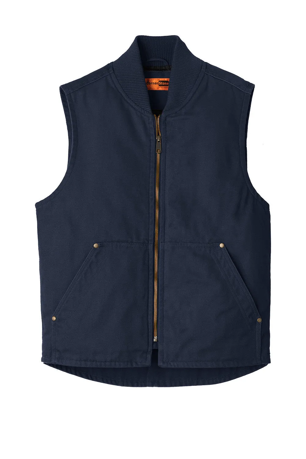 CornerStone Mens Duck Cloth Full Zip Vest - Navy Blue