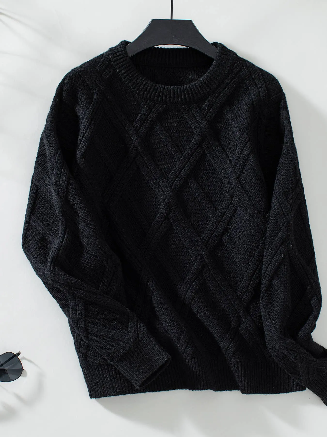 Diamond-Checked Pullover Sweater