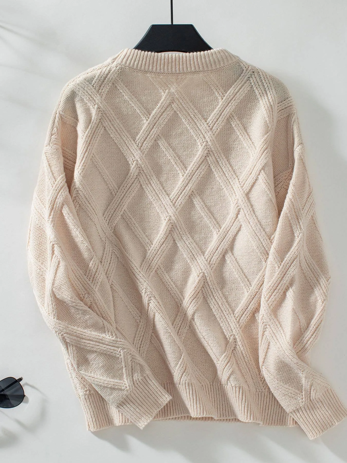 Diamond-Checked Pullover Sweater