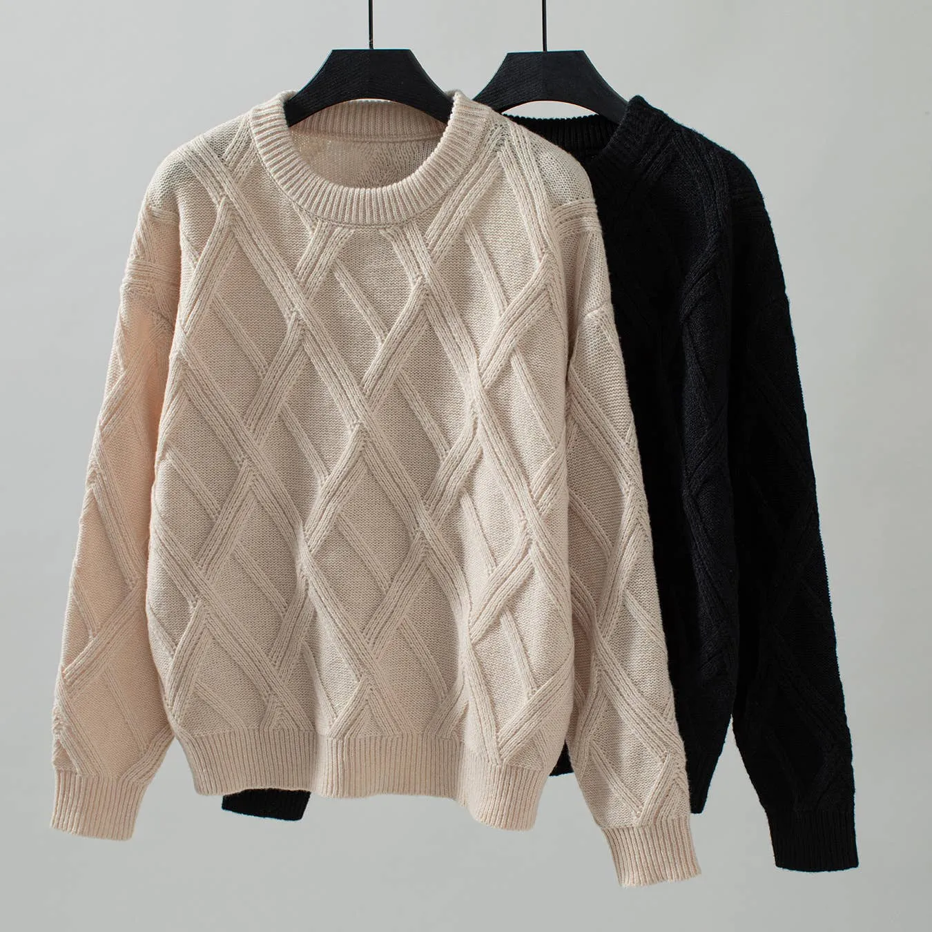 Diamond-Checked Pullover Sweater