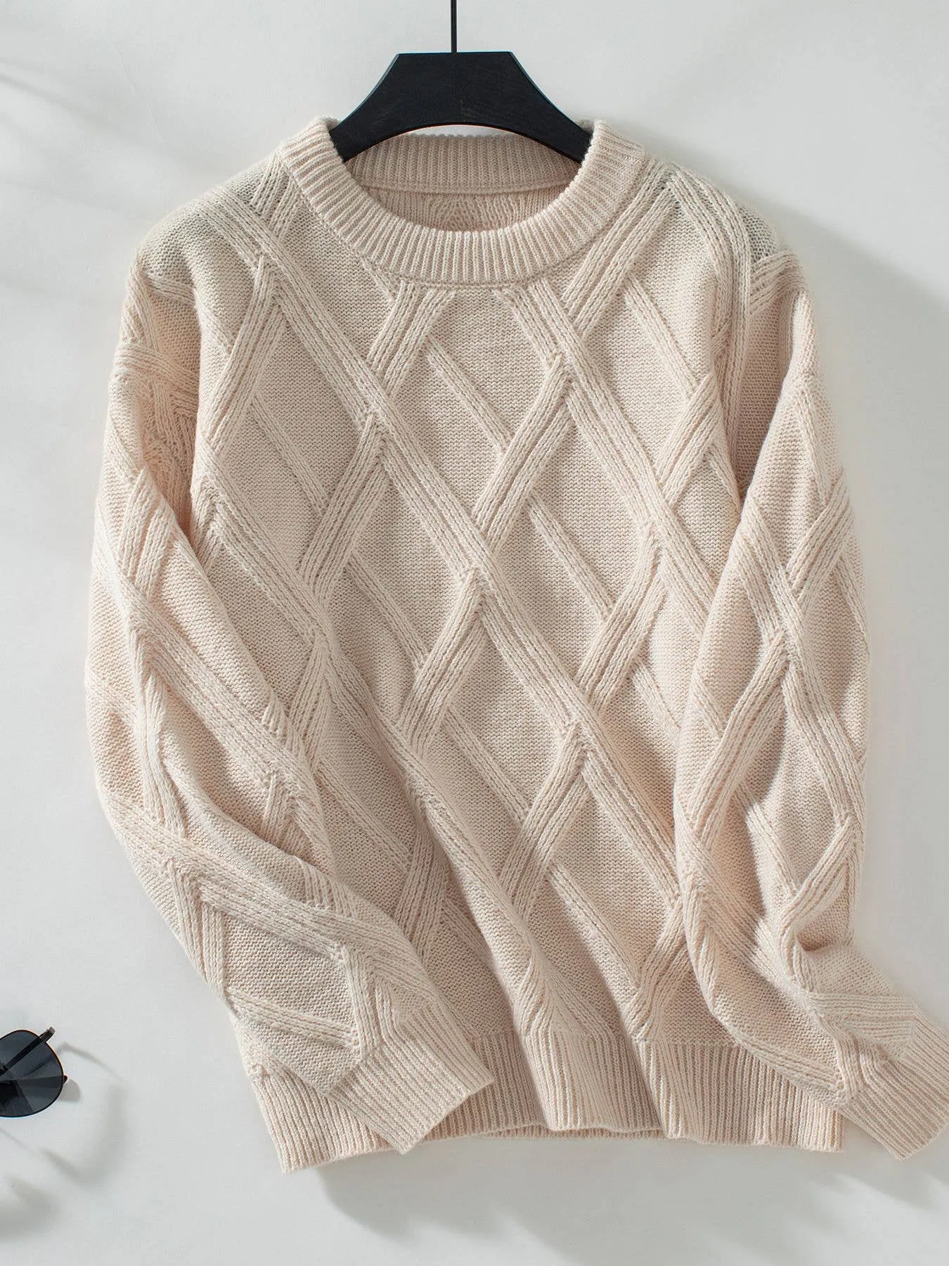 Diamond-Checked Pullover Sweater