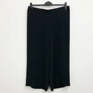 Evans Trousers UK 20 Black Cropped Wide Leg