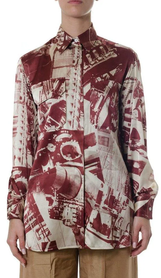Factory Print Silk Blouse