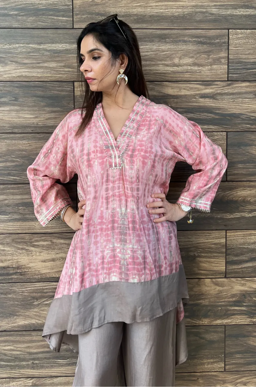 Flamingo Pink & Grey Two Piece Set