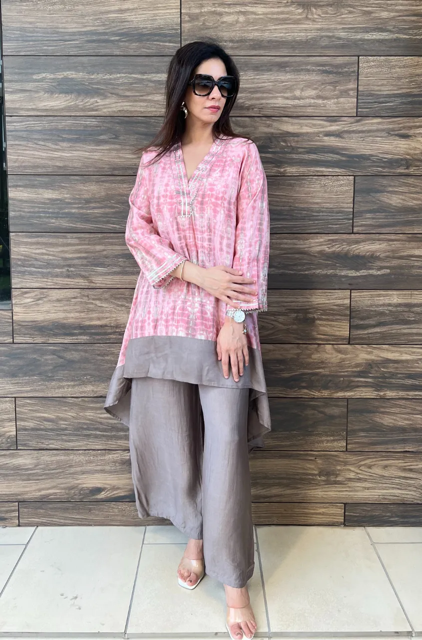 Flamingo Pink & Grey Two Piece Set