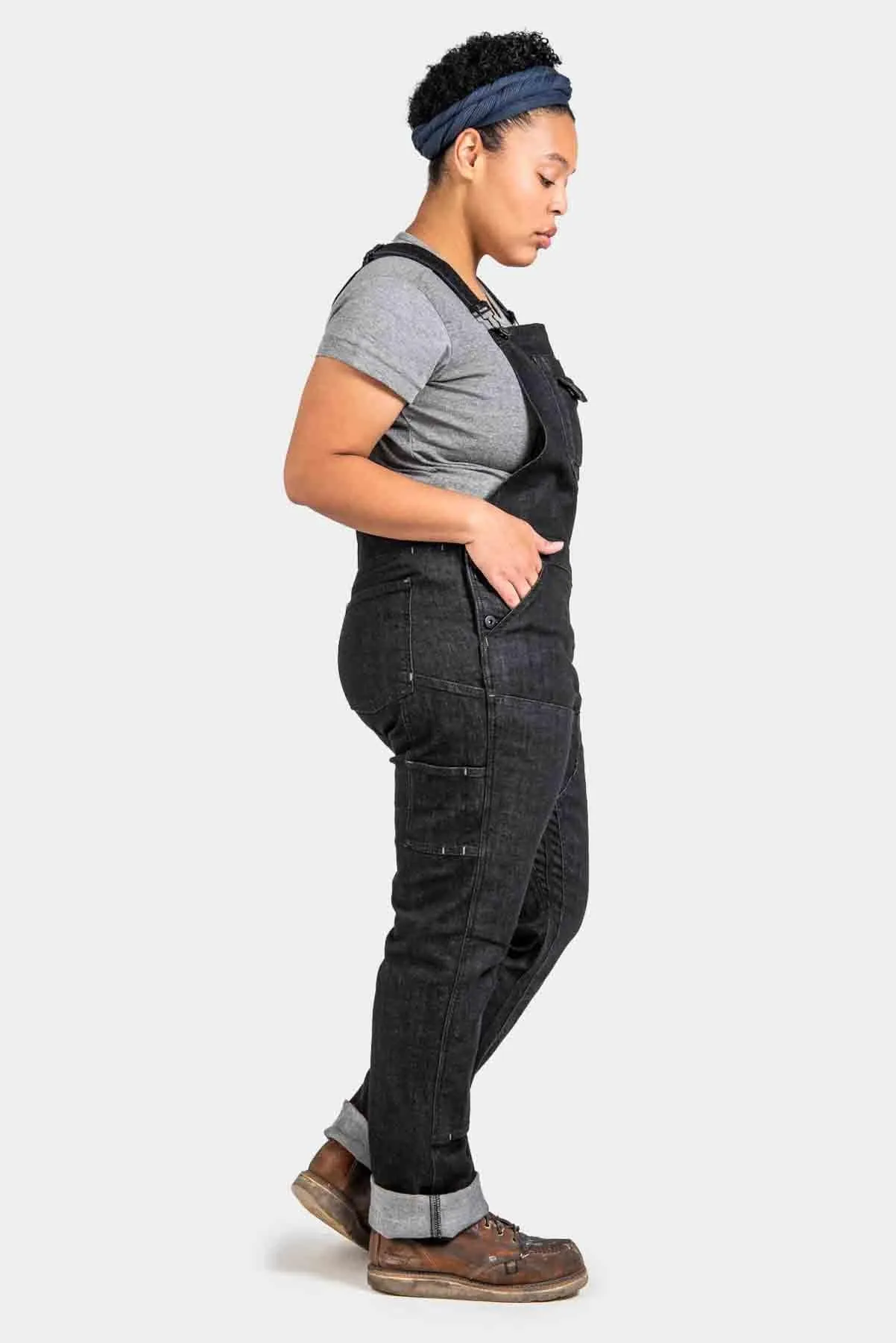 Freshley Overalls For Women in Heathered Black Denim