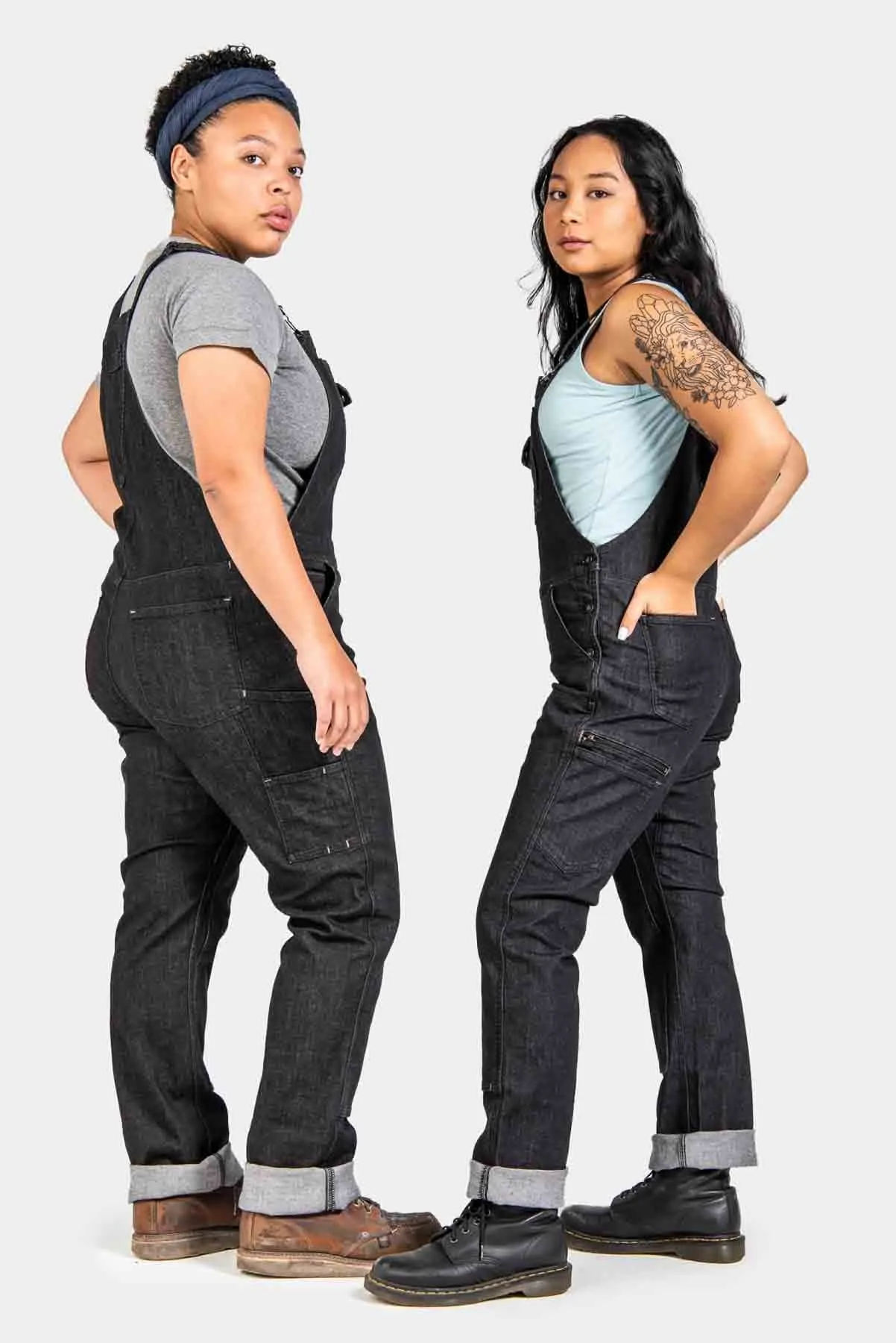 Freshley Overalls For Women in Heathered Black Denim