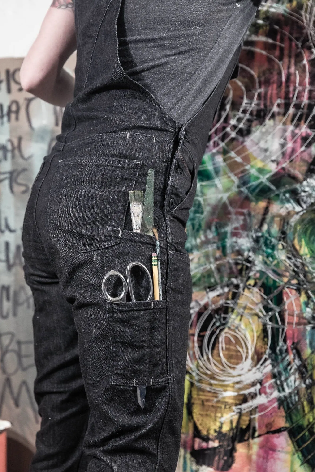 Freshley Overalls For Women in Heathered Black Denim