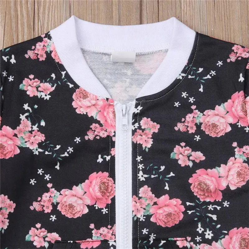 Girl Floral Print Long Sleeve Sweatshirt Long Pants Outfit Autumn Tracksuit*