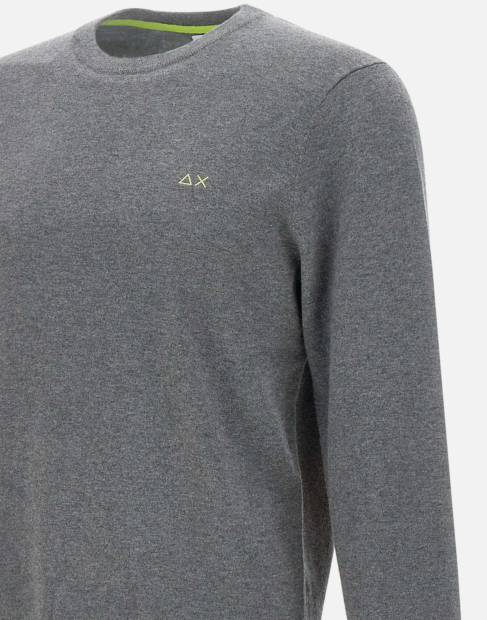 Grey Crew Neck Sweater with Patches